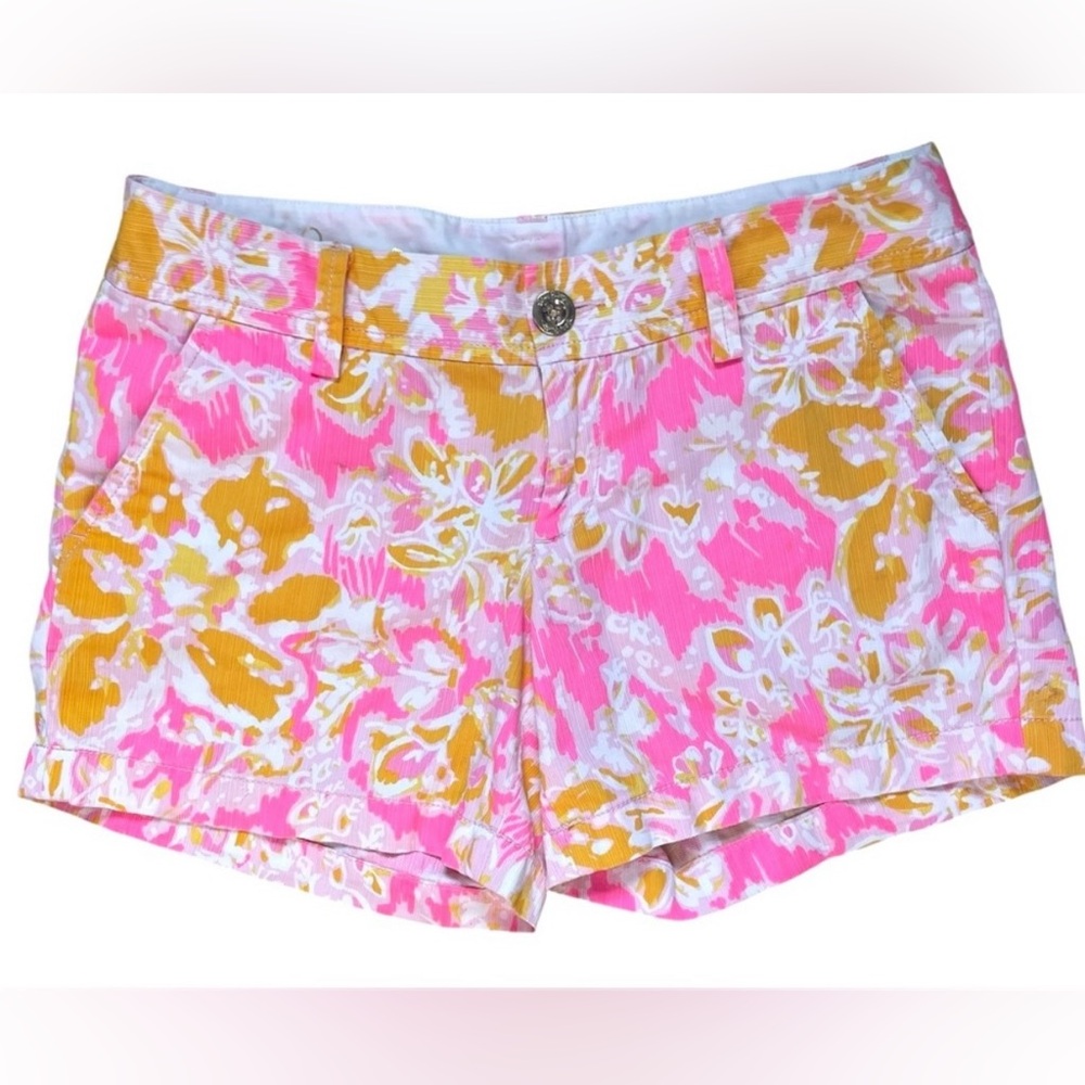 Lilly Pulitzer Callahan Ooh La La Pink and Yellow Floral Women's Shorts Size 6
